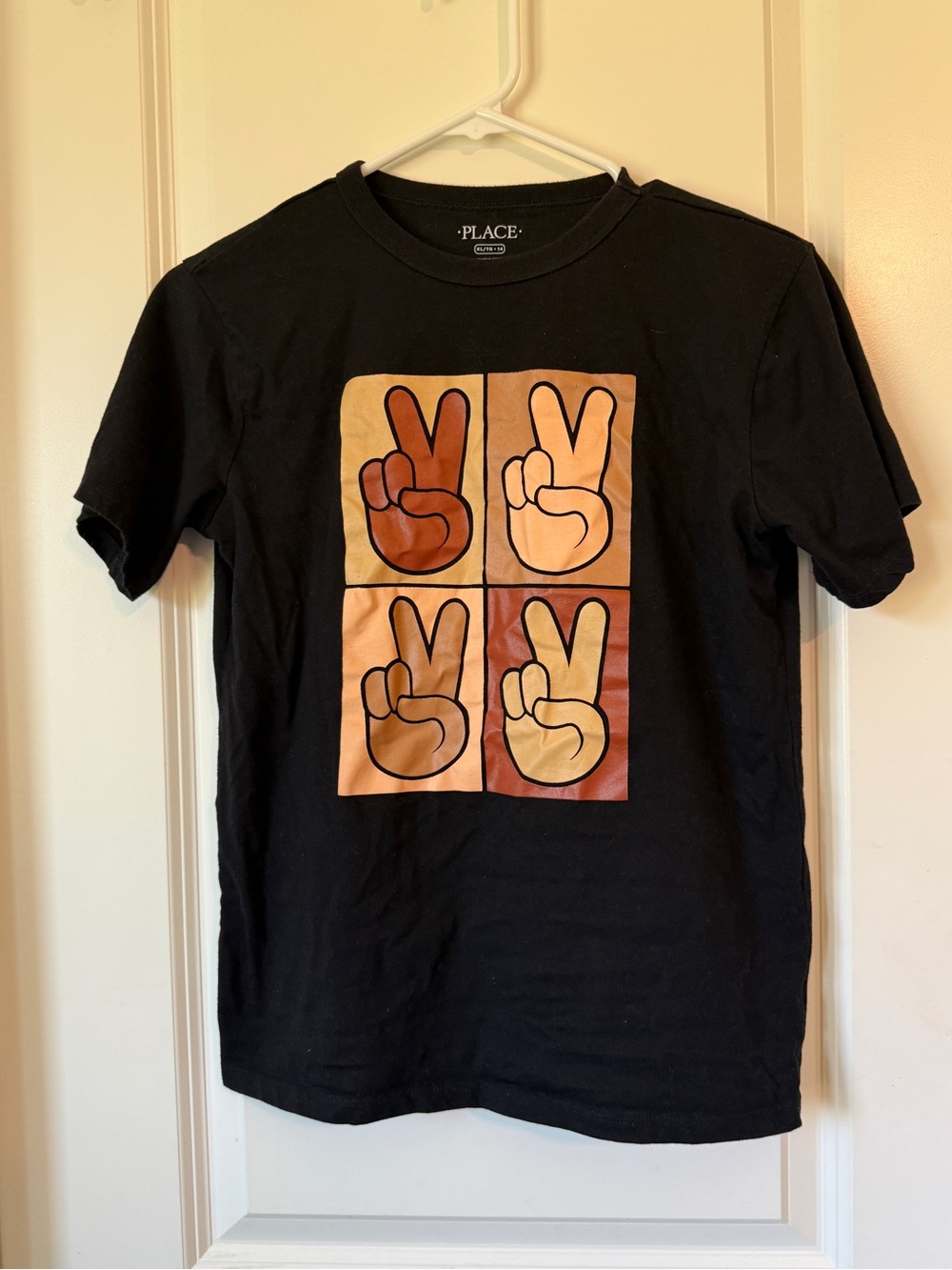 The Children's Place Black Tee with Multitone Peace Sign Panels